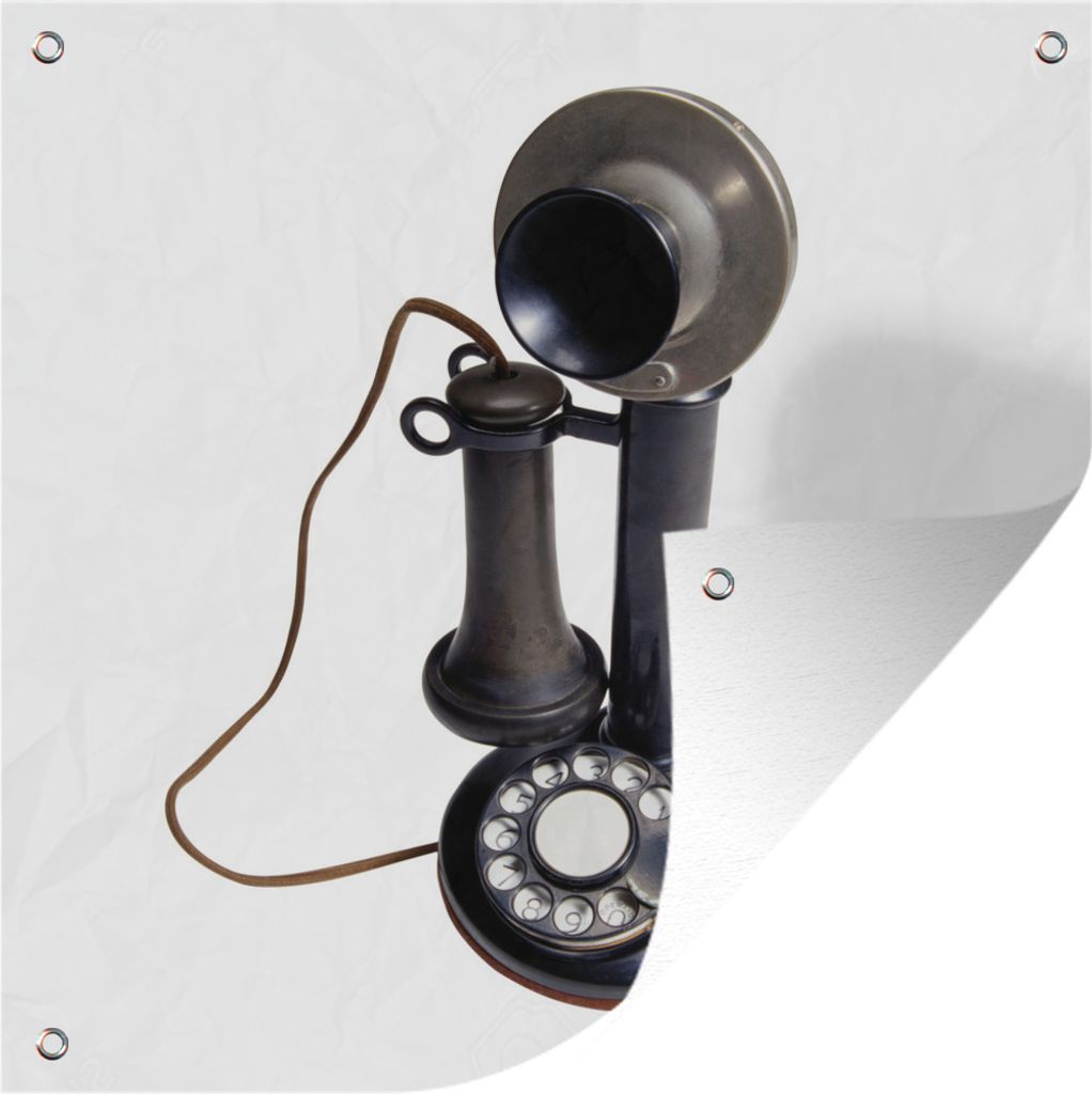 MuchoWow 50x50 cm Outdoor-Poster Gartendeko Sichtschutz Garten Poster für den Garten Ein Retro-Telefon auf weißem Hintergrund
