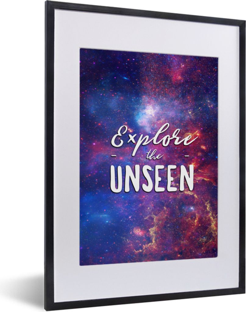 MuchoWow Gerahmtes Poster Der Weltraum - 'Erforsche das Unsichtbare' - Zitate - Sprichwörter - Jungen - Mädchen - Kinder 30x40 cm - Poster mit ...