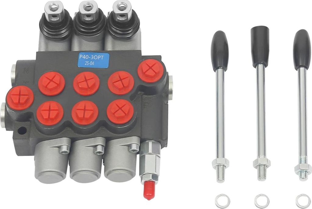 Hydraulisches Wegeventil - Hydraulikventil - 3600 psi - 13 GPM (49 l/min) - Für Bau- und Landmaschinen - Rot