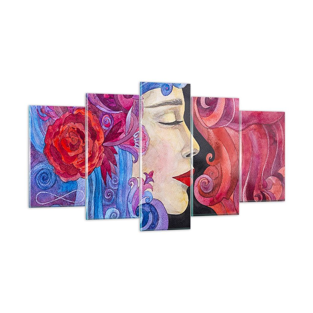 Bilder auf glas - Frau Abstraktion - 160x85cm - Glasbilder - Wandbilder - Kunstdruck - zum Aufhängen bereit - Wanddekoration aus Glas - Glas Bilde...