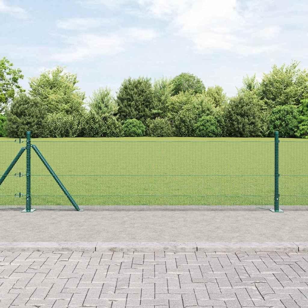 Zaun mit Pfosten Grün 0,5 x 25 m Stahl
