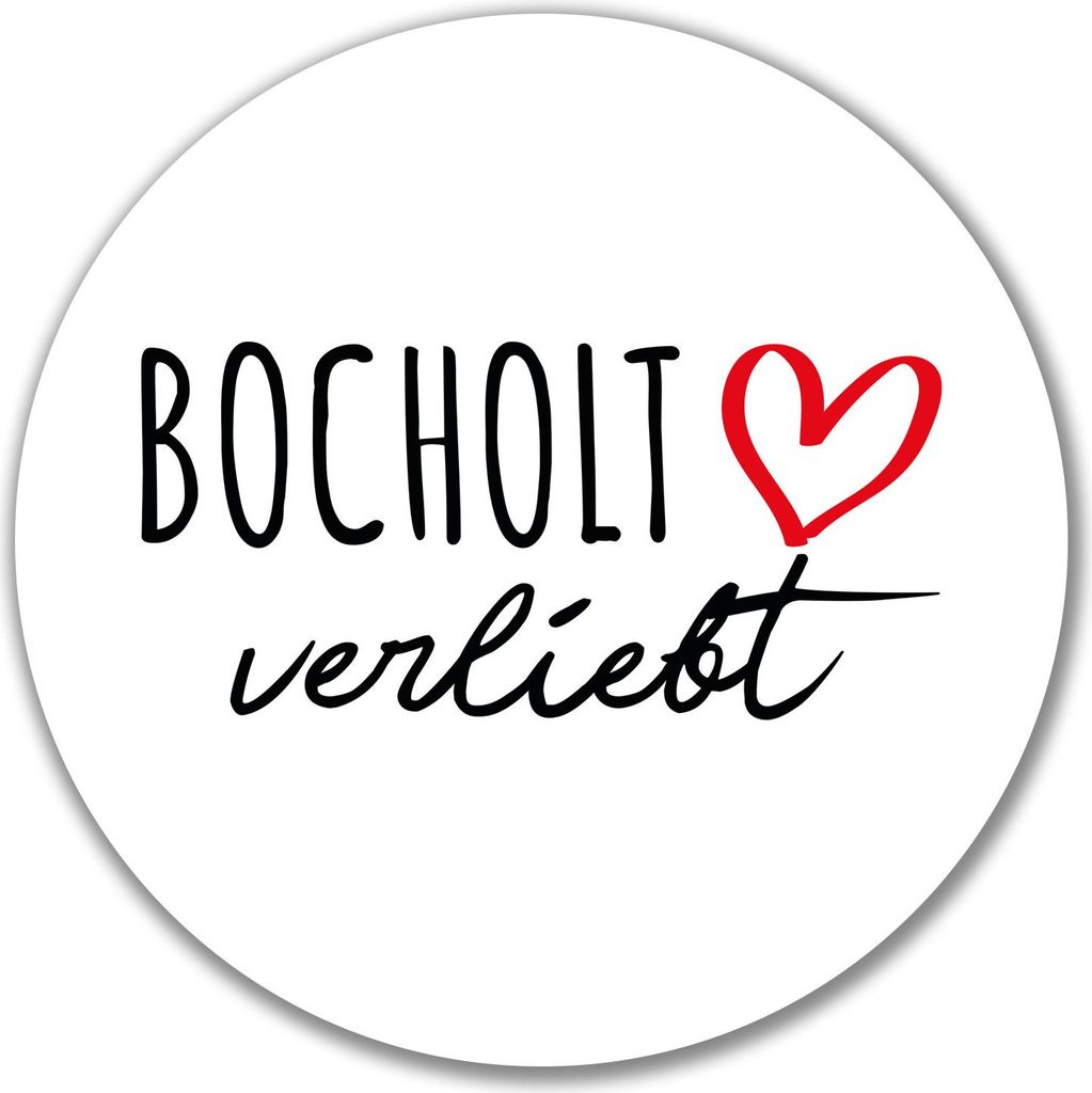 Huuraa Aufkleber Bocholt verliebt 10cm rund Sticker Geschenkidee
