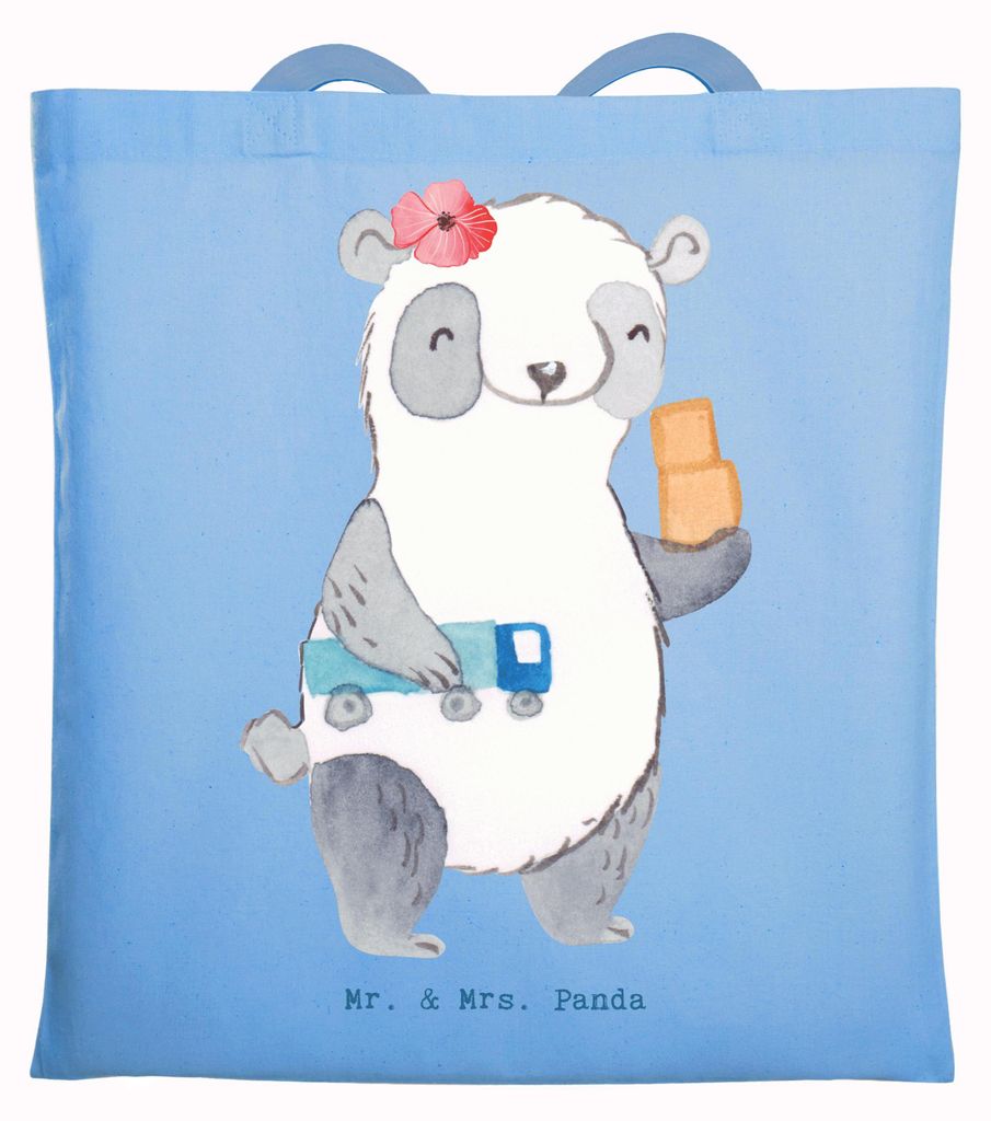 Mr. & Mrs. Panda Tote Bag Speditionskauffrau Herz - Sky Blue - Geschenk, Einkaufstüte, Shopping Tasche, Büchertasche, Laptoptasche