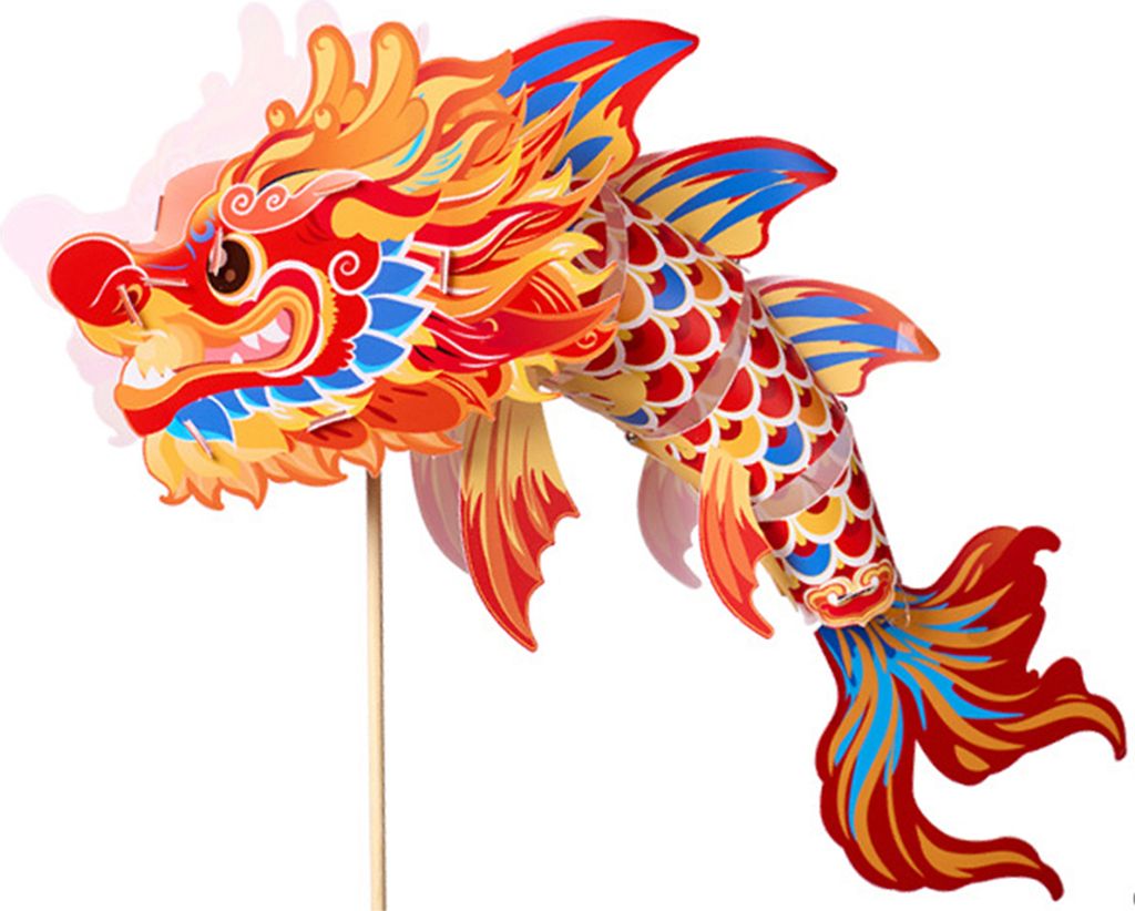 DIY-Goldfisch-Papierlaternen-Kit, chinesisches Neujahr, handgefertigte Laterne mit Stangenfisch-Nachtlicht, DIY-Laternen-Kit für das Mittherbstfest B
