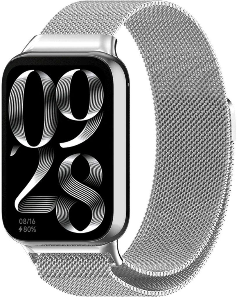 FFO2World Milanaise-Armband aus Edelstahl mit Magnetverschluss, kompatibel mit Xiaomi Smart Band 8 Pro/9 Pro & Redmi Watch 4/5, Silber