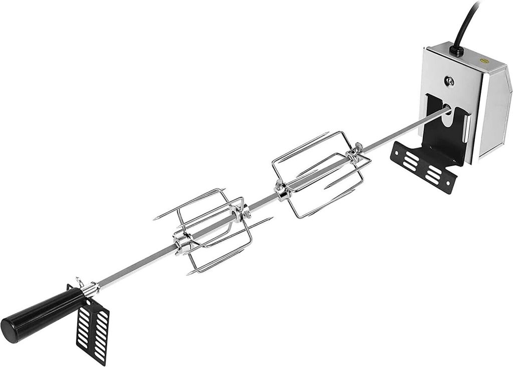 Drehspieß für Gasgrill Grillspieß Set inkl. 4X Fleischnadeln und Edelstahl Motor 220V - 240V Universal Einsetzbar aus Edelstahl Elektrischer BBQ...