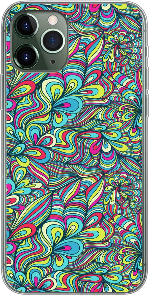 MuchoWow Handyhülle Schutzhülle Hülle für Telefoonhoesje iPhone 11 Pro Fantasie - Design - Farben - Retro Silikon Softcase Handy Hülle - Handy
