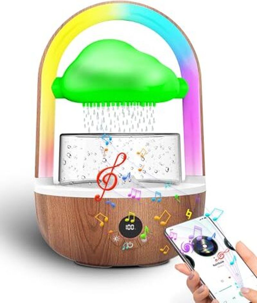 Regenwolken Luftbefeuchter Mit Regenbogenlicht, Weljoy Humidifier Bluetooth-Verbindung Exklusive APP, mit 3 Modi & 7 Farben LED-Lichtern,