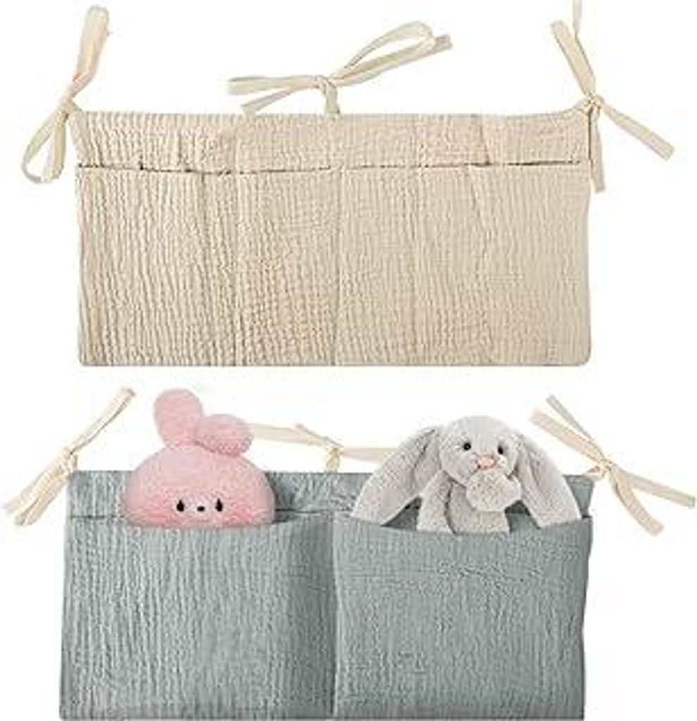 2 Stücke Babybett Organizer Hängend, Kinderzimmer Hängender Bett Organizer, Baby Kinderbett Organizer, Babybett Aufbewahrungstasche, Für Betten...
