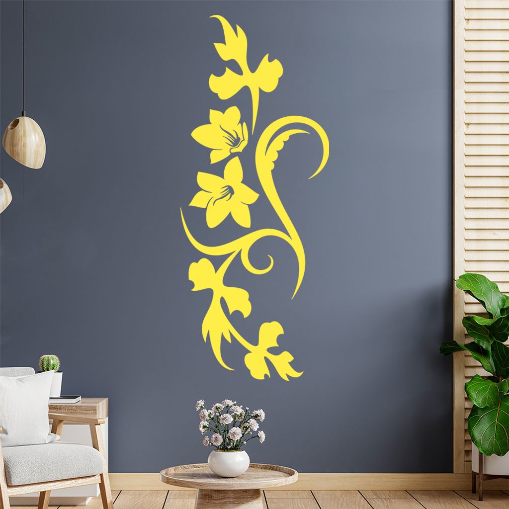 Blume - Linien Wandtattoo in 6 Größen - Wandaufkleber Wall Sticker - Dekoration, Küche, Wohnzimmer, Schlafzimmer, Badezimmer