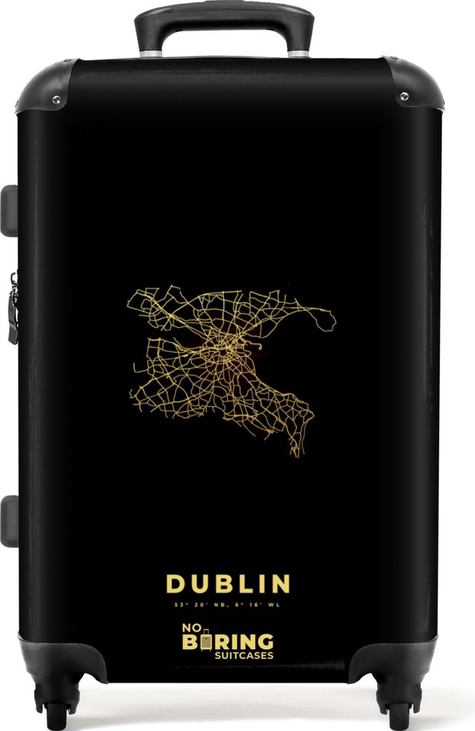 NoBoringSuitcases.com Großer Koffer - Dublin - Stadtplan - Karte - Gold - Plan - Kombinationsschloss TSA - Hartschalen Trolley 4 Rollen - 72 lit...