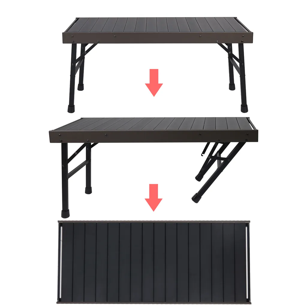 Table de camping pliable ultra légère et résistante en aluminium gris - 6
