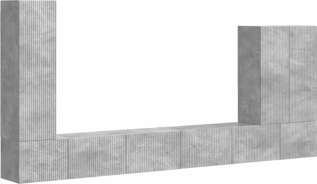 TV-Wandregal-Set Wandmontiert 6 pcs Beton Grau