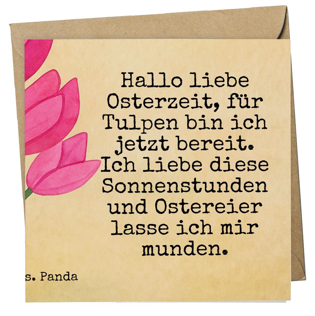 Mr. & Mrs. Panda Grußkarte Hase Tulpen Design - Weiß - Geschenk, Ostergeschenk, doppelkarte, Alternative zu Blumen, Ostern, Klappkarte, Blumenstr...