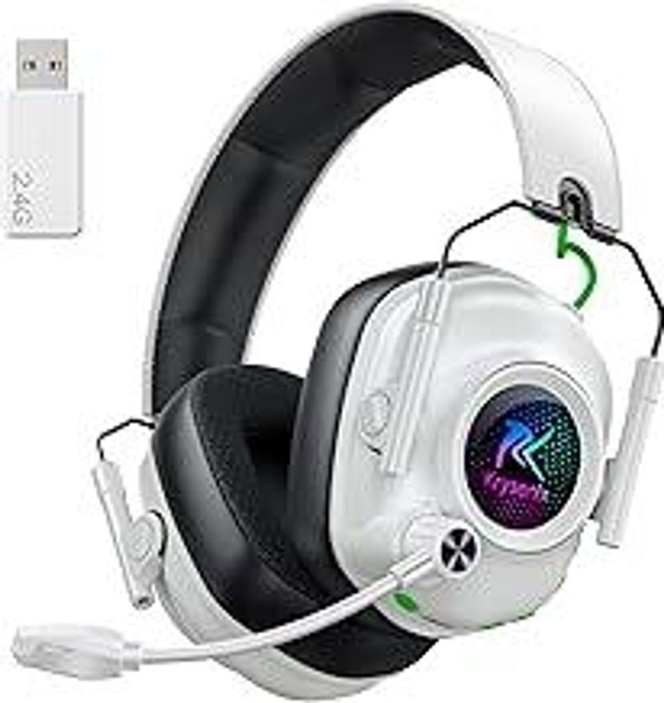 Krysenix KGH2 Gaming Headset Wireless für PS5, PS4,PC, Mac, Switch, 2.4GHz Gaming Headset mit Mikrofon, Noise Cancelling Kabelloses Kopfhörer mit...