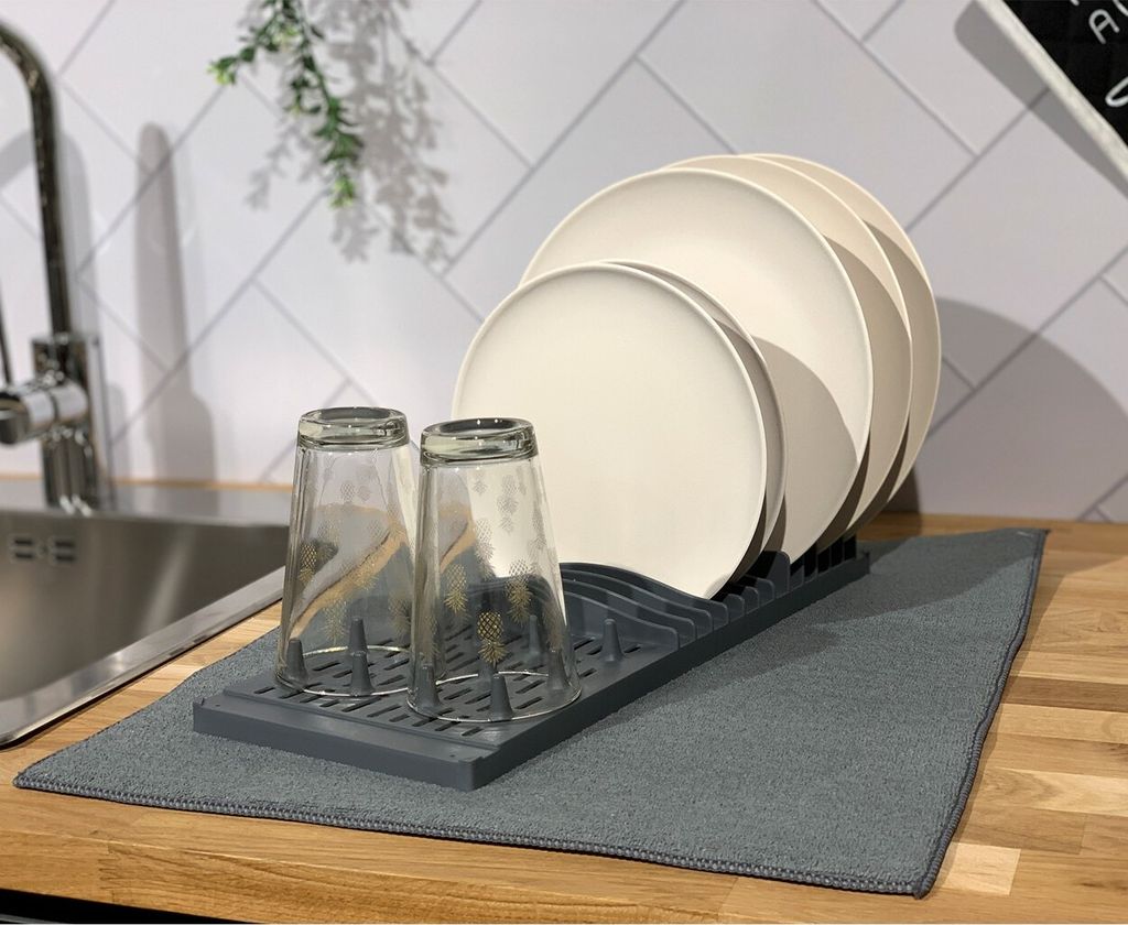 Artbloss Tappetino scolapiatti in stile bohémien, assorbente, con retro in gomma, in morbido silicone marocchino, tappetino scolapiatti per cucina, bagno, caffetteria e bar, colore blu, 40,6 x 61 cm