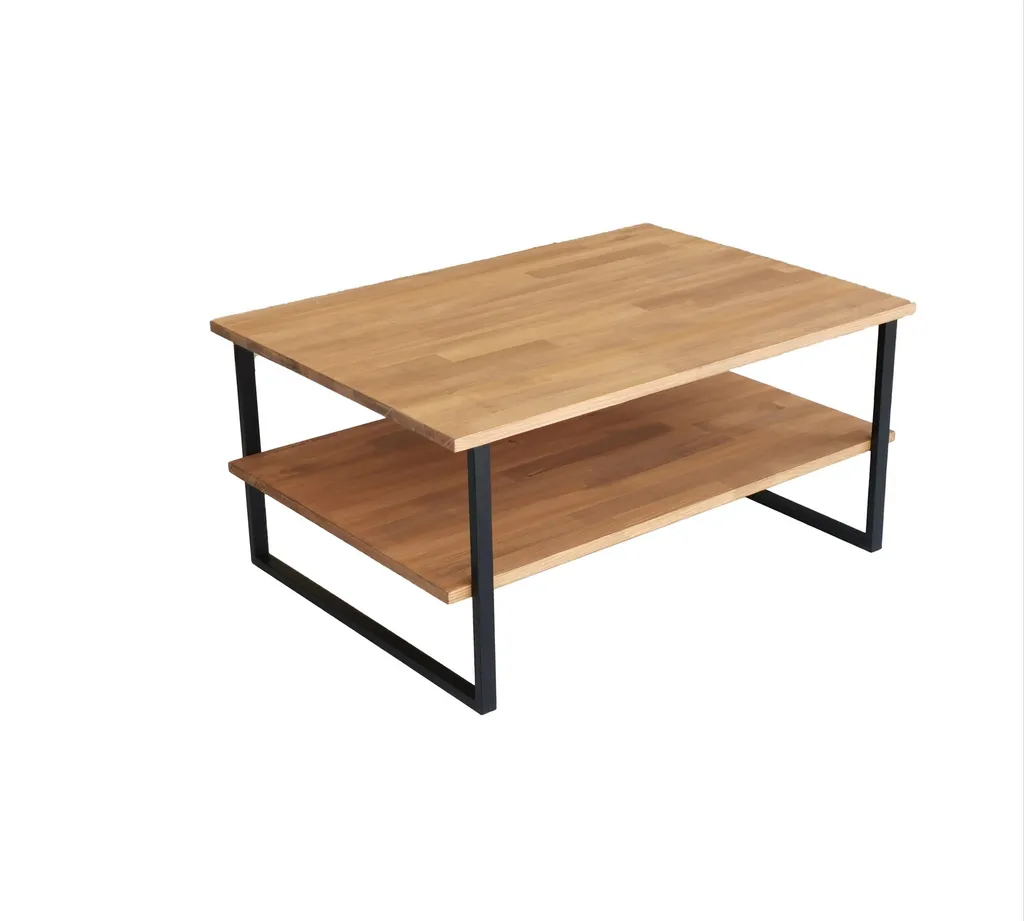 Table Basse Rectangulaire Neta en Bois Massif Finition Chêne Naturel