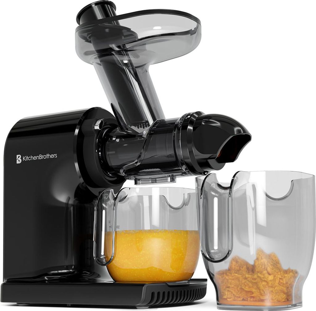 KitchenBrothers Slow Juicer - Kompakt - Entsafter - Obst- und Gemüsepresse - 45mm - 500ml - Schwarz