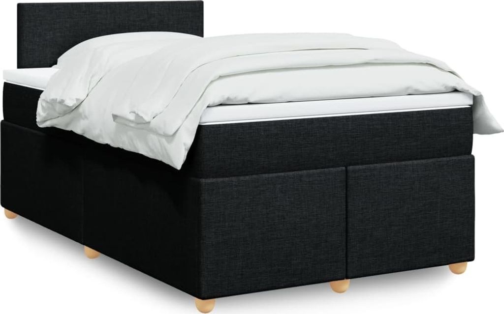 Möbel Boxspringbett mit Matratze Schwarz 120x190 cm Stoff - Bettrahmen 3288914