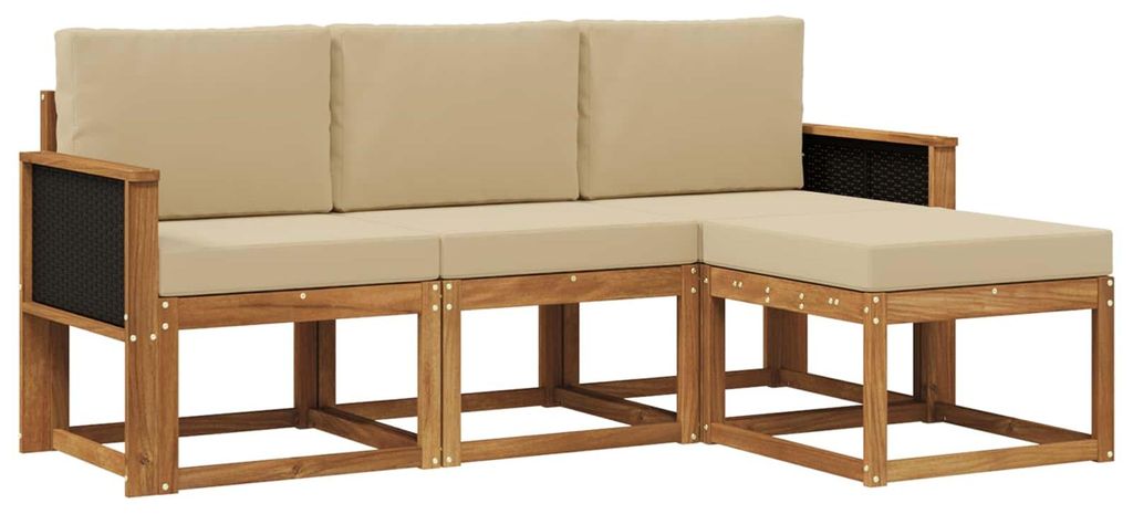 vidaXL Outdoor-Sofagarnitur mit Kissen 4 pcs Natur