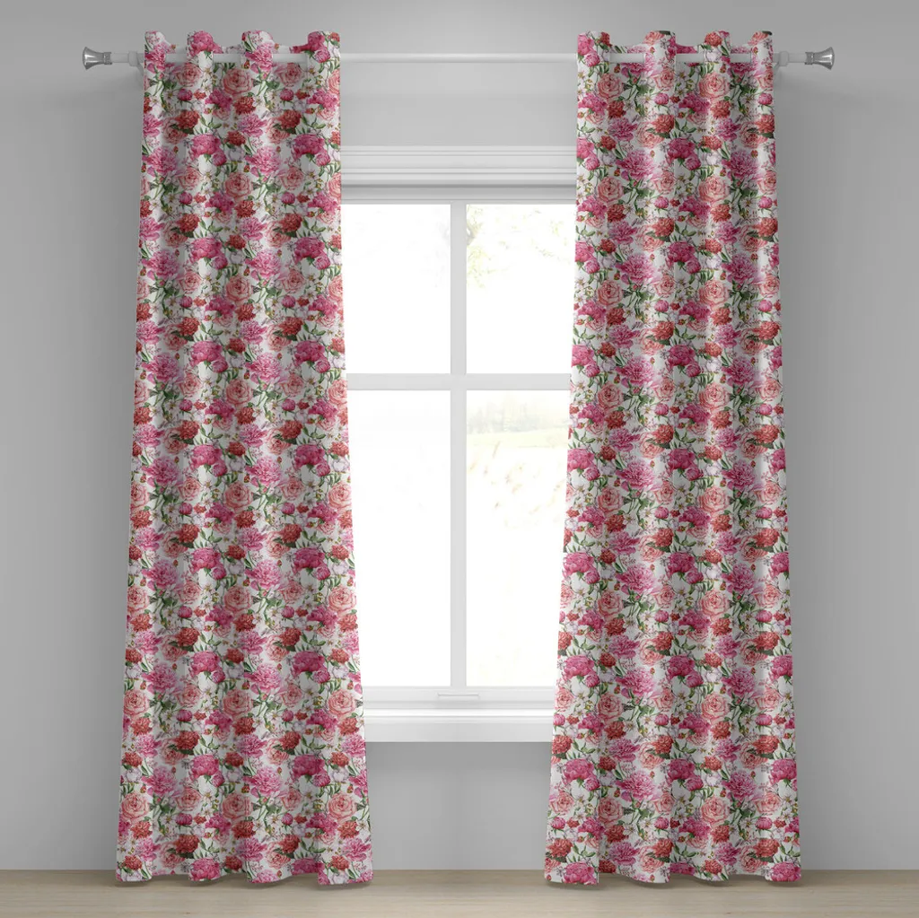Rideau occultant partiel fleurs pour cacher le vis-à-vis 280x175 cm rose
