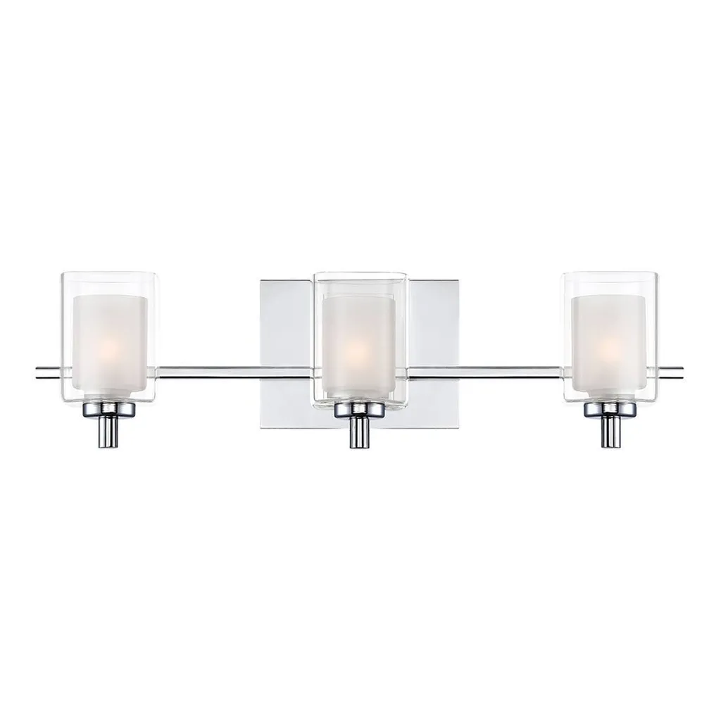 Applique murale triple Kolt Quoizel finition chrome et verre poli