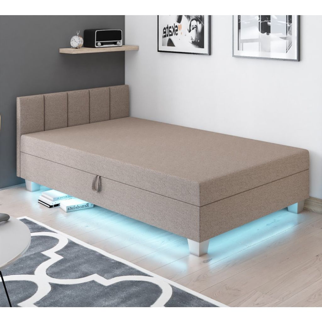 Polsterbett 80x195 PEGY 2 mit Stauraum - beige