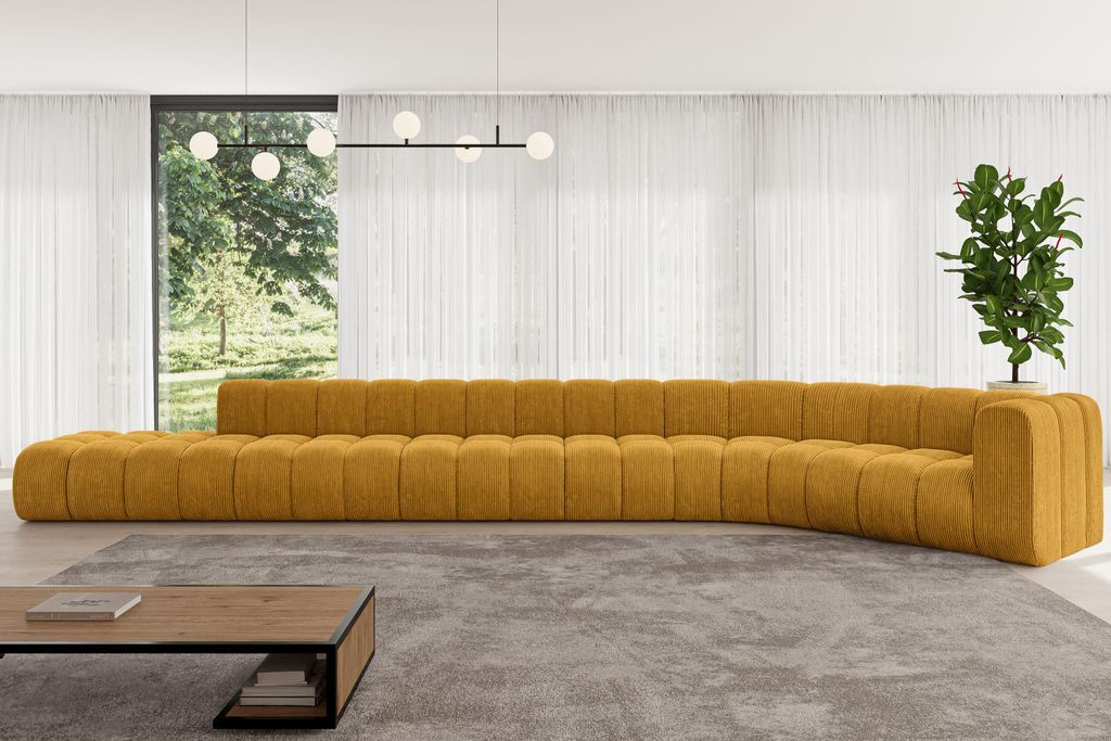 ALTDECOR Modulares Sofa Ecksofa in L-Form - Tilmo-L3 - 581x194x70 cm Senfgelb - Corner modular Sofa Eckcouch Couch Wohnlandschaft Cauchsofa Bodenso...