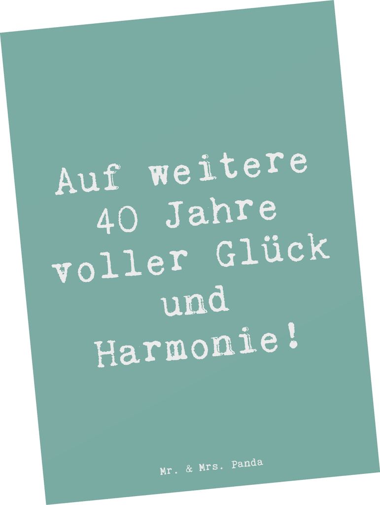 Mr. & Mrs. Panda Postkarte Spruch 40. Hochzeitstag Rubinhochzeit - Meeresbrise - Geschenk, 40 Jahre, Ansichtskarte, Beständigkeit, Heirat, Glück ...