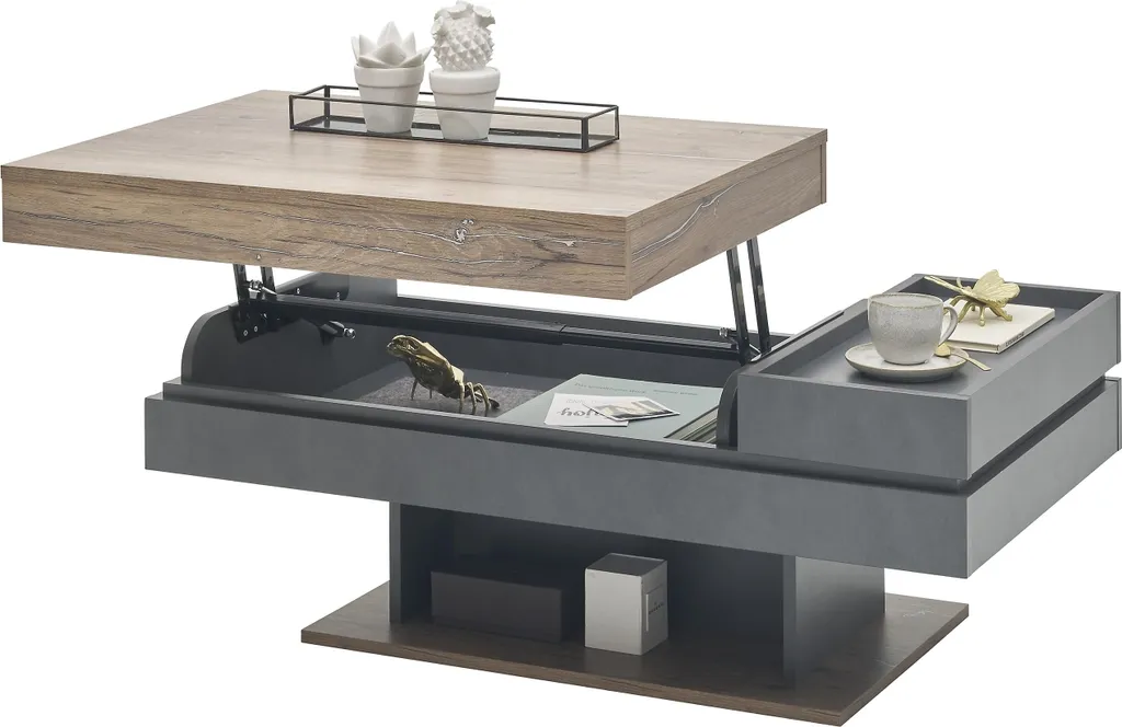 Table de salon relevable Kathi 110x60 cm bois et gris anthracite - 2