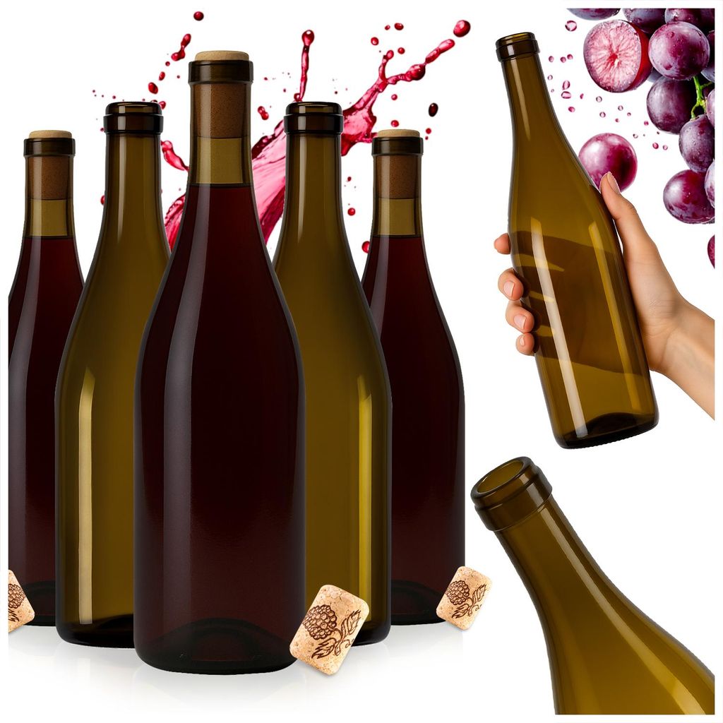 SuperButelki.pl – 30x Weinflasche mit Korken BURGUNDY 750 Produktbild 