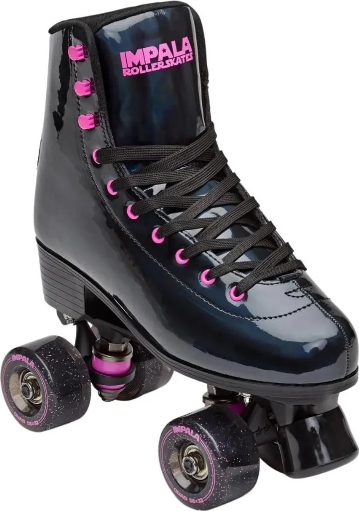 Patins Impala Quad Noir Holographique pour Sorties Ville et Roller Disco