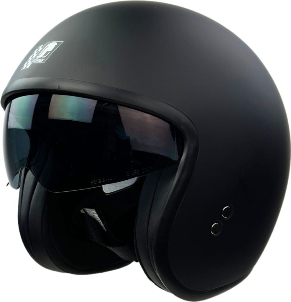 RR10701 - Römer Jethelm - Motorradhelm mit Sonnenvisier + gratis klarem Visier, mattschwarz Römer Helmets Helm: XS / 53-54cm,