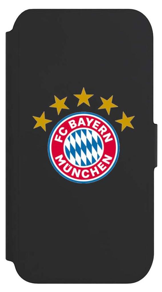 NIVOCASE Klapphülle für Apple iPhone 8 Handyhülle aus Kunst Leder NIVOflip schwarz FC Bayern München FCB Sterne