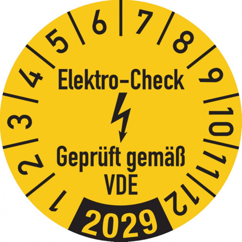 Dreifke Jahresprüfplakette, Elektro-Check gem. VDE, gel - 30 mm Foli...