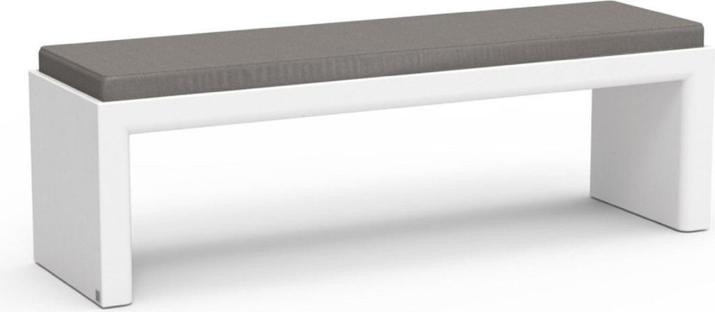 Casa Padrino Luxus Gartenbank Dunkelgrau / Matt Weiß 180 cm - Outdoor Garten Sitzbank