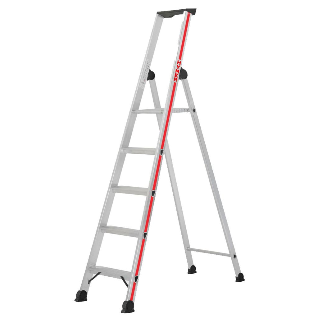 Hymer Stufenstehleiter mit Plattform und Ablageschale 6 Stufen