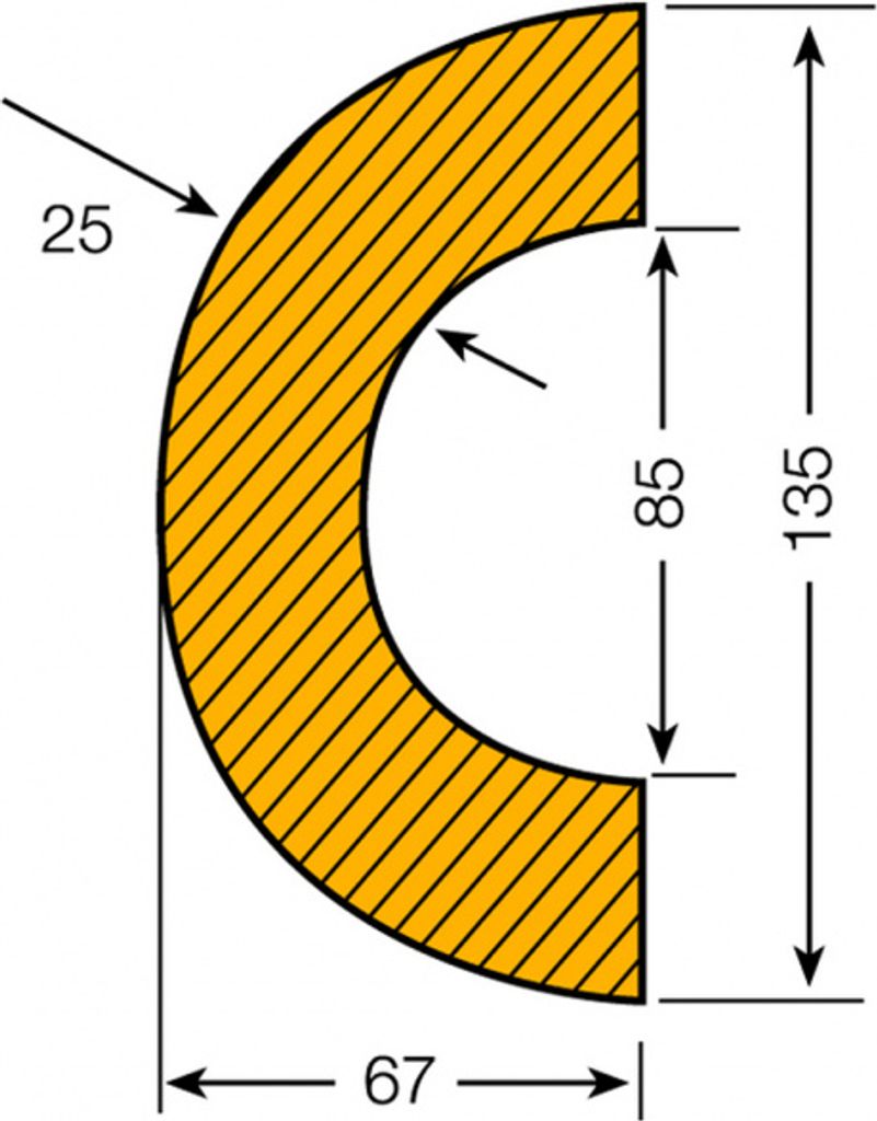Warn- und Schutzprofil, Rohrschutz, Typ R | 1000x85 mm, 1 Stk