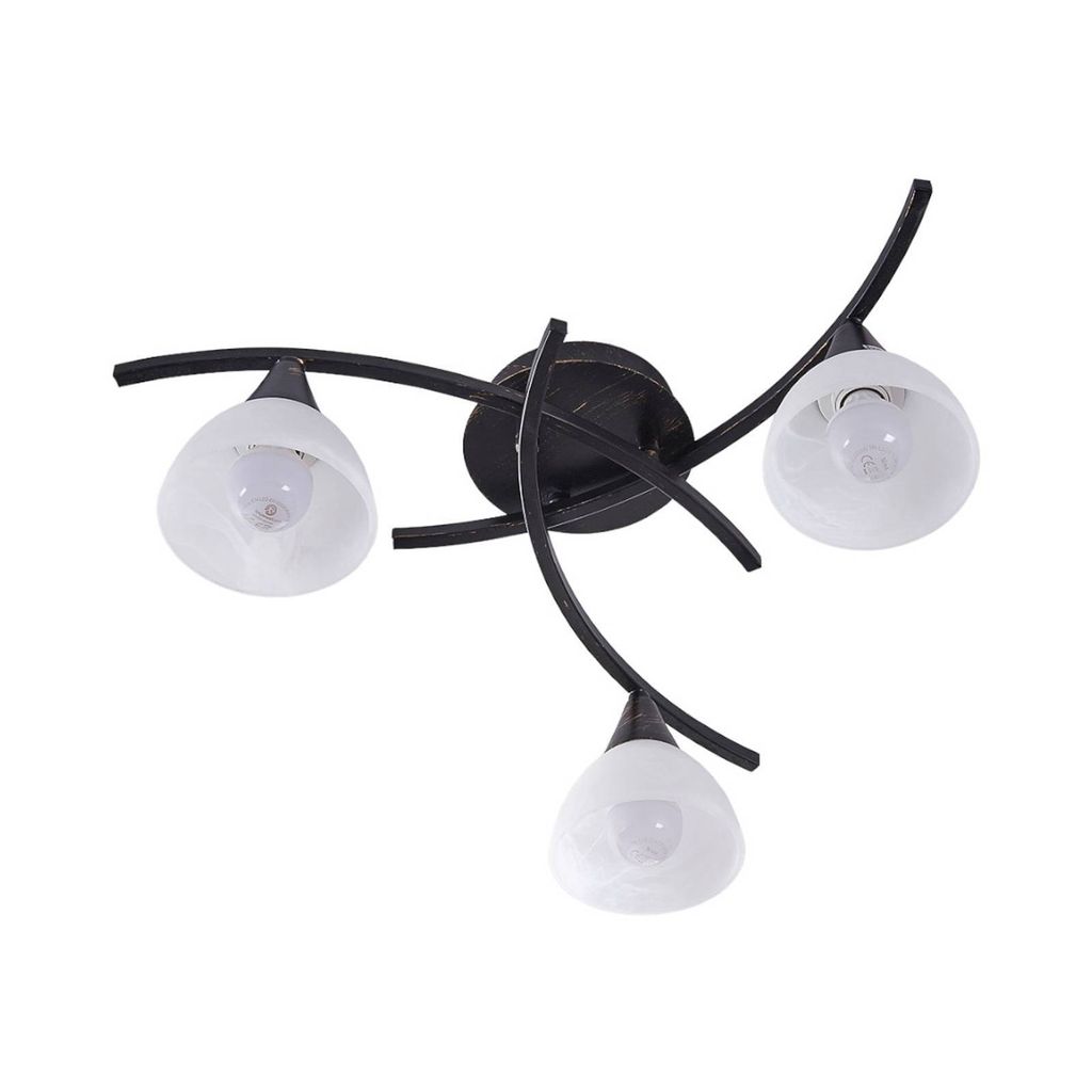 Lindby Deckenlampe Della, schwarz-gold, Ø 58 cm, 3-flg., E14