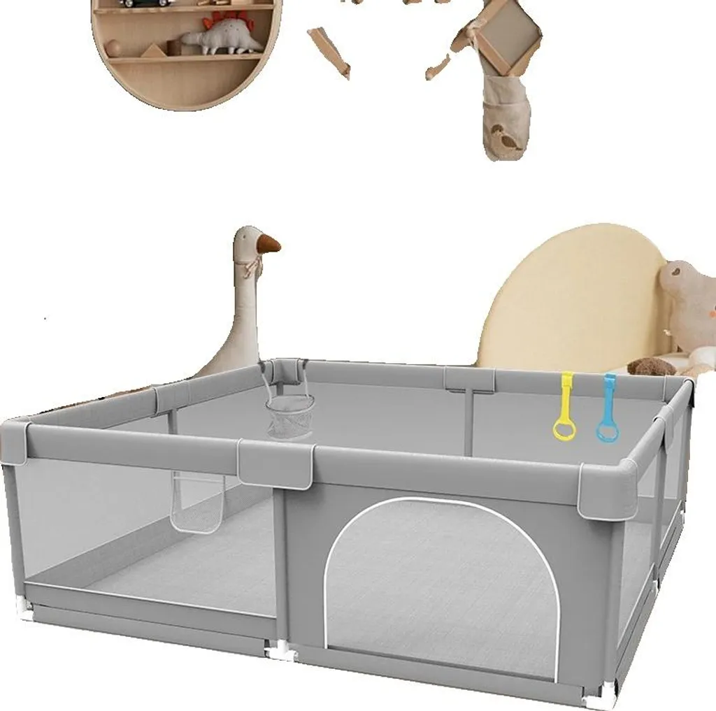 Aire de jeux pour salon et chambre avec barrière de sécurité amovible