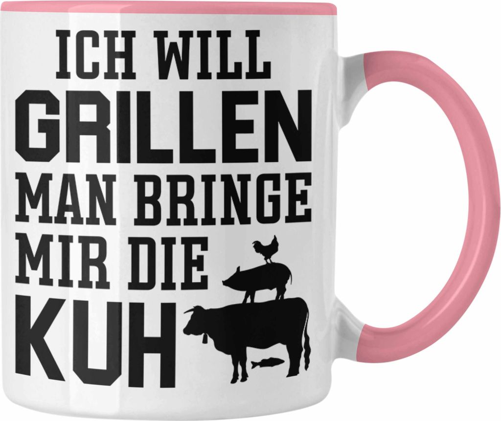 Trendation - Grill Tasse Geschenk Männer Steak Liebhaber Grillen Geschenkidee Vater (Rosa)