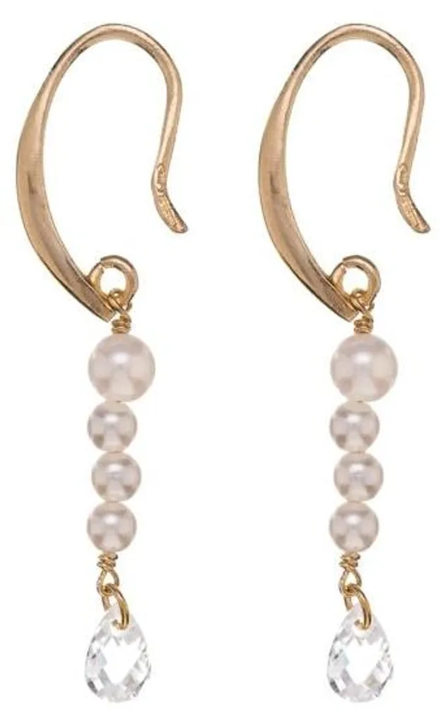 Boucles d'oreilles pendantes or anti-allergie avec perles noires