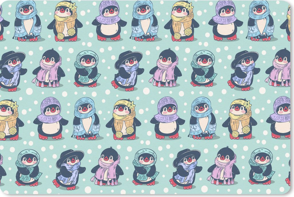MuchoWow Mauspad Mousepad Gestaltung - Winter - Pinguin 27x18 cm - Mousepads - Maus Mat - Pad - Mausunterlage - Büroartikel - Desk Matten