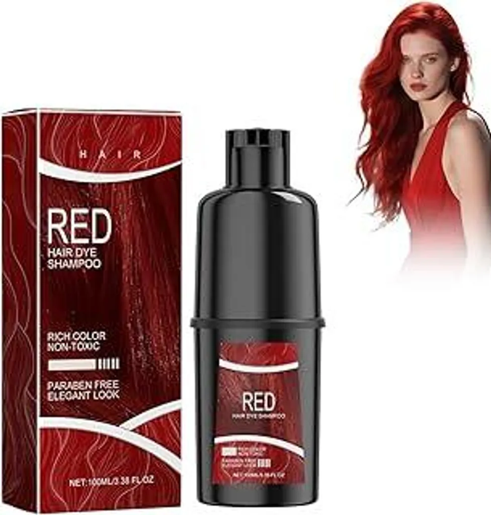 Wonsters 100ML Shampoo colorante per capelli, Tinta naturale istantanea 3 in 1, Shampoo e balsamo colorante per capelli neri 3 in 1, Shampoo colorante per capelli (rosso)