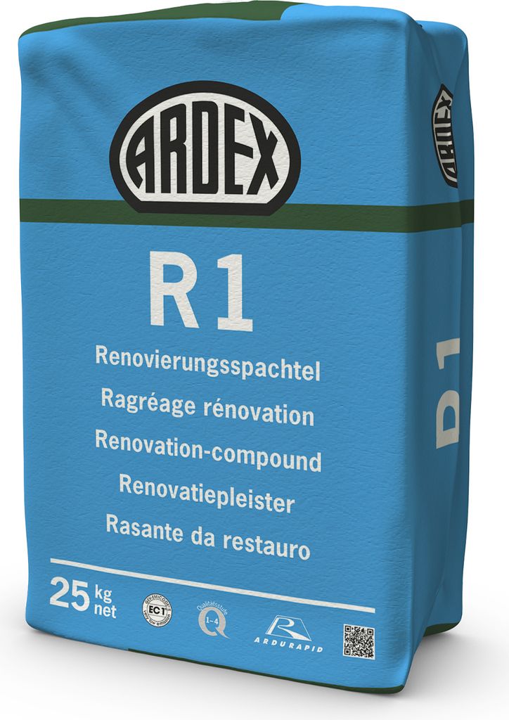A bag of ARDEX R1 renovation compound.