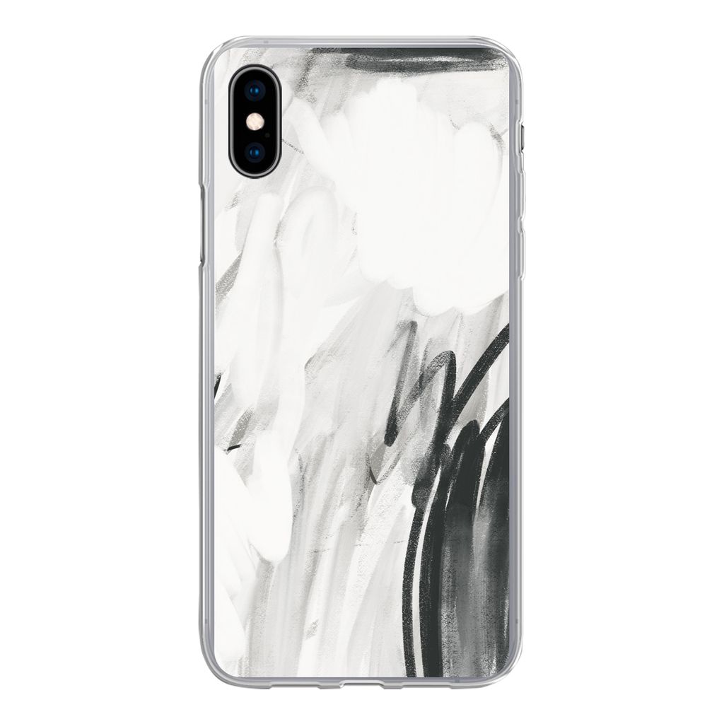 MuchoWow Handyhülle Schutzhülle Hülle für iPhone Xs Kunst - Schwarz - Weiß - Abstrakt Silikon Softcase Handy Hülle - Handytasche