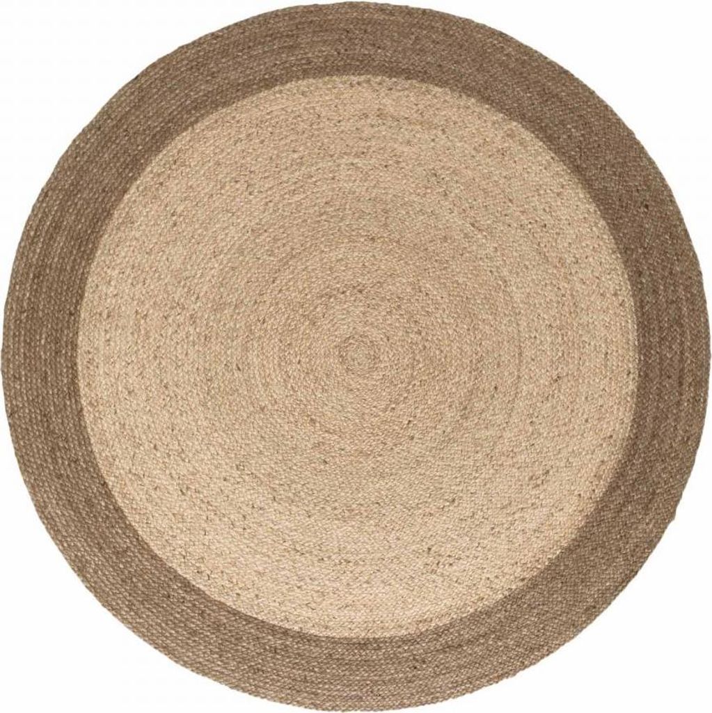 Runder Teppich, schlichtes, authentisches Muster, Jute K, handgewebte Jute