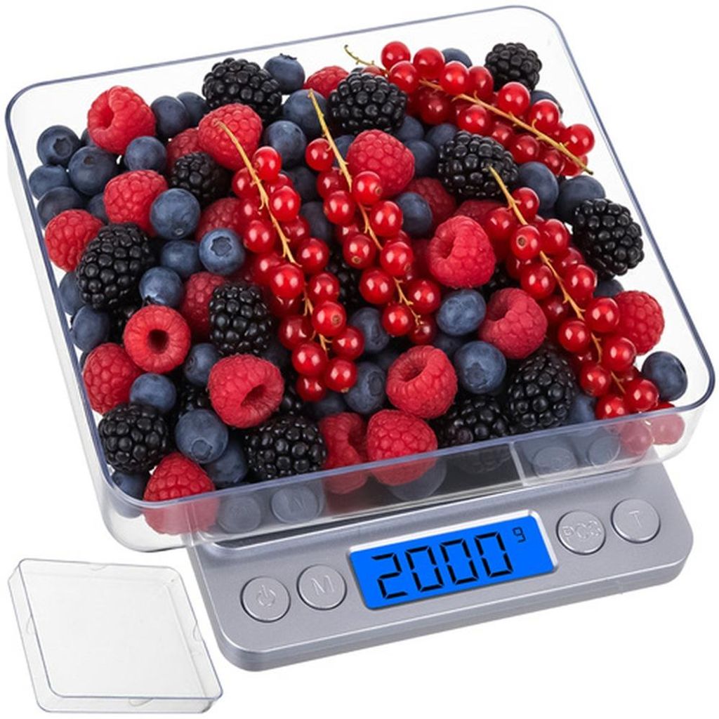 Präzisions-LCD-Küchenwaage bis 2 kg mit 2 Schüsseln – Ruhhy Präzisions-LCD-Grammwaage