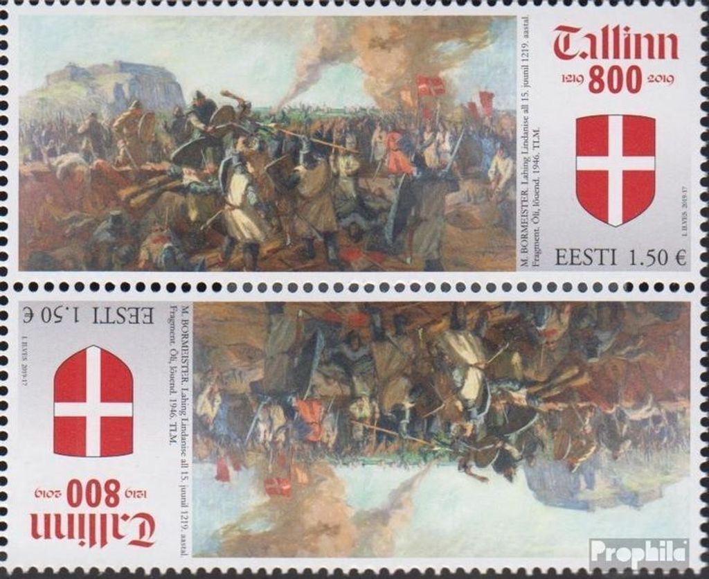 Briefmarken Estland 2019 Mi 959K (kompl.Ausg.) Kehrdruckpaar postfrisch 800 Jahre Tallinn