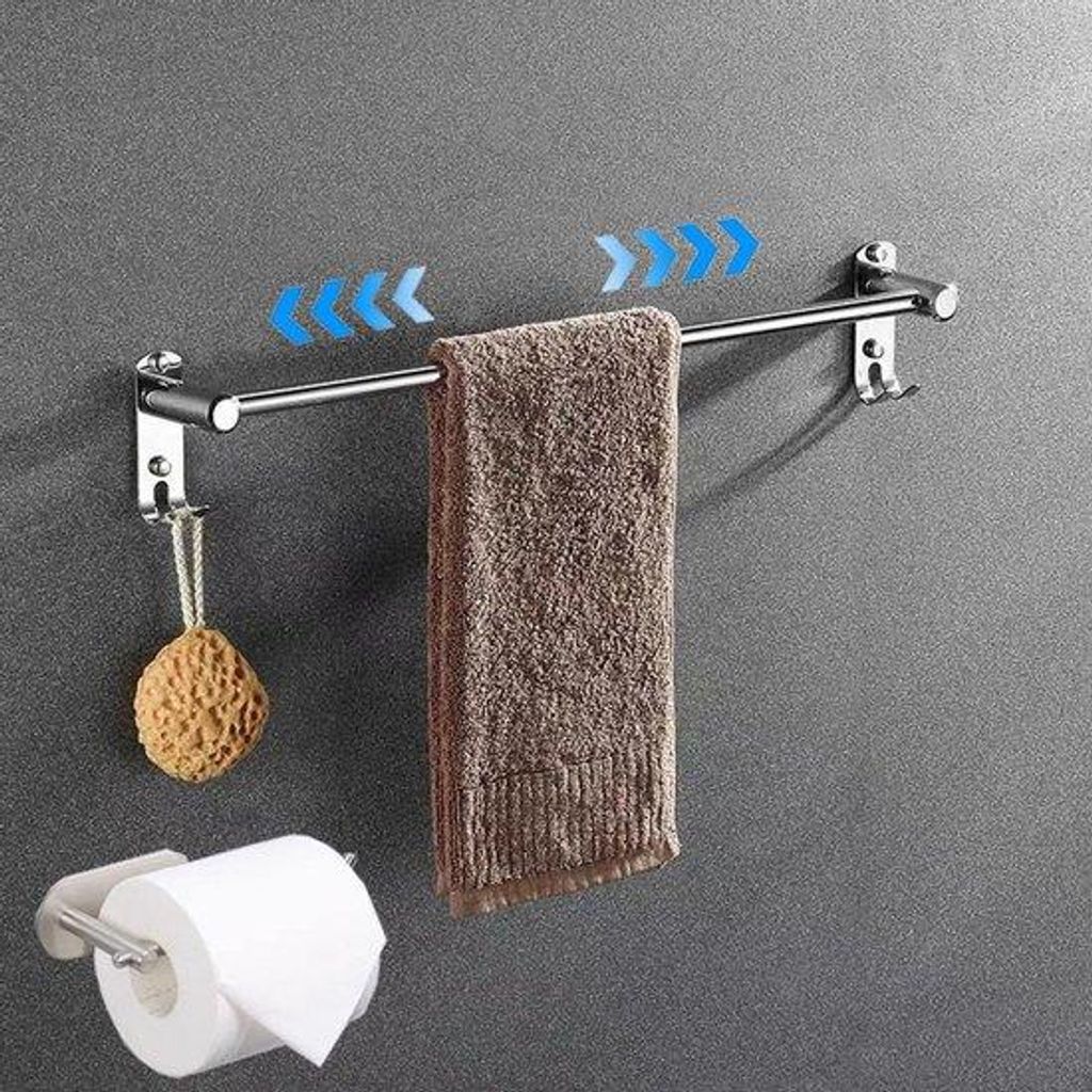 Handtuchhalter Edelstahl verstellbar einklappbar 43-75 cm Wandmontage mit Küchenrollehalter